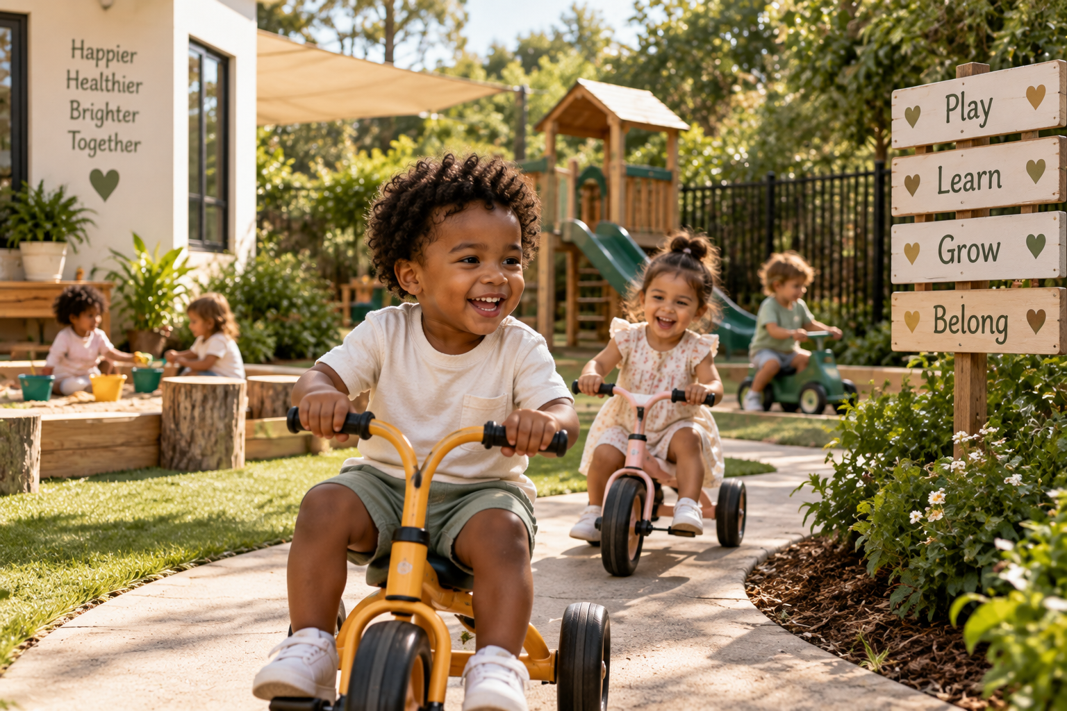 Outdoor daycare garden and playground